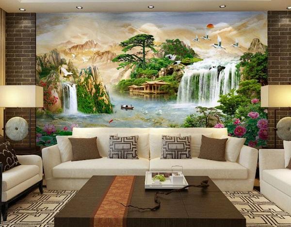 10 mẫu gạch tranh 5d phong cảnh ốp tường cho phòng khách đẹp mà giá lại rẻ  - Gạch tranh 3D giá rẻ